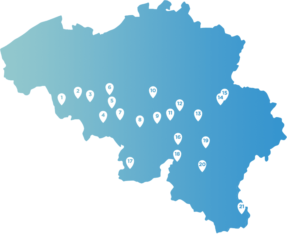 Carte des espaces de coworking du réseau Digital Wallonia